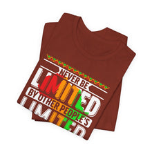 Load image into Gallery viewer, Inspirational Unisex Short Sleeve Tee - "Never Be Limited" Design