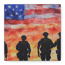 Load image into Gallery viewer, Patriotic Police Canvas Art - American Flag Silhouette