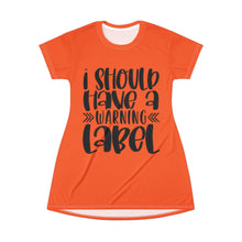 Load image into Gallery viewer, T-Shirt Dress (AOP) - Warning