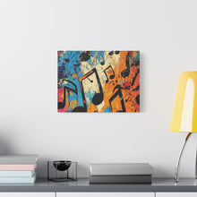 Load image into Gallery viewer, Vibrant Music Note Canvas Art - Colorful Stretched Wall Decor