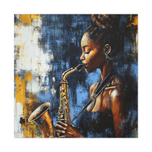 Load image into Gallery viewer, Saxophone Art Canvas, Jazz Decor, Music Lover Gift, Home Wall Art, Portrait Painting, Modern Artwork, Unique Gift Idea