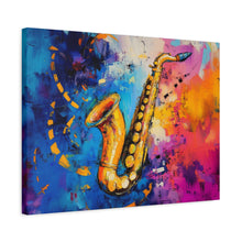 Load image into Gallery viewer, Colorful Saxophone Canvas Art - Vibrant Jazz Wall Decor