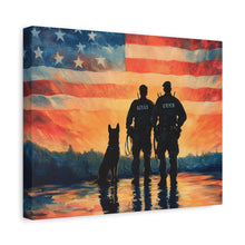 Load image into Gallery viewer, Patriotic Canvas Print - Heroes and Their Dogs - Perfect for Veterans Day and Memorial Day