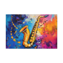 Load image into Gallery viewer, Colorful Saxophone Canvas Art - Vibrant Jazz Wall Decor