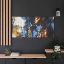 Load image into Gallery viewer, Saxophone Art Canvas, Jazz Decor, Music Lover Gift, Home Wall Art, Portrait Painting, Modern Artwork, Unique Gift Idea