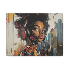 Load image into Gallery viewer, Urban Chic Canvas Art - Vibrant Female Portrait with Headphones