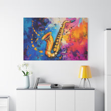 Load image into Gallery viewer, Colorful Saxophone Canvas Art - Vibrant Jazz Wall Decor
