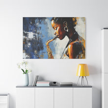 Load image into Gallery viewer, Saxophone Art Canvas, Music Lover Decor, Jazz Wall Art, Unique Gift for Musicians, Home Office Decoration, Inspirational Artwork