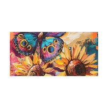 Load image into Gallery viewer, Colorful Butterfly and Sunflowers Canvas Art, Nature Wall Decor, Flower Artwork, Gift for Home, Boho Decor, Vibrant Art Print