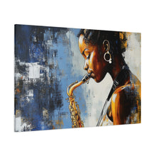Load image into Gallery viewer, Saxophone Art Canvas, Music Lover Decor, Jazz Wall Art, Unique Gift for Musicians, Home Office Decoration, Inspirational Artwork