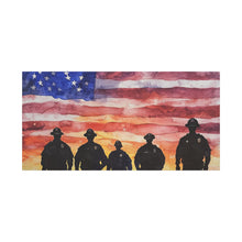 Load image into Gallery viewer, Patriotic Canvas Art - Silhouetted Police Officers with American Flag