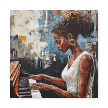 Load image into Gallery viewer, Piano Woman Canvas Art, Stylish Modern Decor, Gift for Music Lovers, Home Wall Art, Unique Artistic Playroom Decor