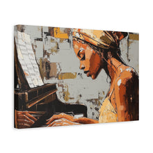 Load image into Gallery viewer, Piano Art Canvas Wall Decor, Inspirational Home Art, Music Lover Gift, Black Woman Artwork, Modern Art Print
