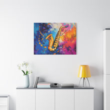 Load image into Gallery viewer, Colorful Saxophone Canvas Art - Vibrant Jazz Wall Decor