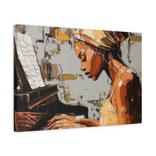 Load image into Gallery viewer, Piano Art Canvas Wall Decor, Inspirational Home Art, Music Lover Gift, Black Woman Artwork, Modern Art Print