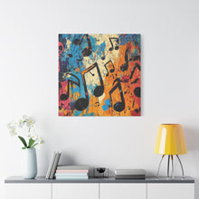 Load image into Gallery viewer, Vibrant Music Note Canvas Art - Colorful Stretched Wall Decor