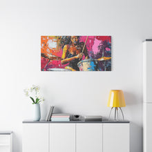 Load image into Gallery viewer, Colorful Drummer Canvas Art Print, Modern Wall Decor, Music Lover Gift, Vibrant Home Accent, Jazz Art Piece, Unique Gift Idea
