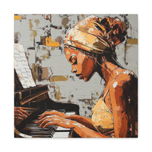 Load image into Gallery viewer, Piano Art Canvas Wall Decor, Inspirational Home Art, Music Lover Gift, Black Woman Artwork, Modern Art Print