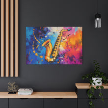 Load image into Gallery viewer, Colorful Saxophone Canvas Art - Vibrant Jazz Wall Decor