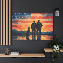Load image into Gallery viewer, Patriotic Canvas Print - Heroes and Their Dogs - Perfect for Veterans Day and Memorial Day