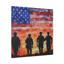 Load image into Gallery viewer, Patriotic Police Canvas Art - American Flag Silhouette