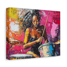 Load image into Gallery viewer, Colorful Drummer Canvas Art Print, Modern Wall Decor, Music Lover Gift, Vibrant Home Accent, Jazz Art Piece, Unique Gift Idea