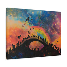 Load image into Gallery viewer, Vibrant Pet Lovers Canvas Art - Rainbow Bridge Design
