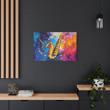 Load image into Gallery viewer, Colorful Saxophone Canvas Art - Vibrant Jazz Wall Decor