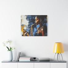 Load image into Gallery viewer, Saxophone Art Canvas, Jazz Decor, Music Lover Gift, Home Wall Art, Portrait Painting, Modern Artwork, Unique Gift Idea