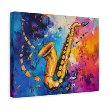 Load image into Gallery viewer, Colorful Saxophone Canvas Art - Vibrant Jazz Wall Decor