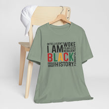 Load image into Gallery viewer, Empowering Black History Unisex Tee - WOKE, INTELLIGENT, RESILIENT