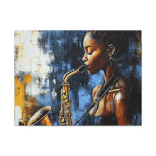 Load image into Gallery viewer, Saxophone Art Canvas, Jazz Decor, Music Lover Gift, Home Wall Art, Portrait Painting, Modern Artwork, Unique Gift Idea