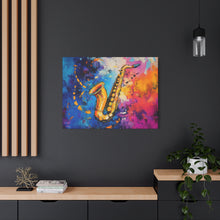 Load image into Gallery viewer, Colorful Saxophone Canvas Art - Vibrant Jazz Wall Decor