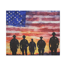 Load image into Gallery viewer, Patriotic Canvas Art - Silhouetted Police Officers with American Flag