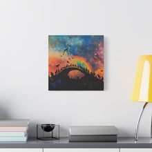 Load image into Gallery viewer, Vibrant Pet Lovers Canvas Art - Rainbow Bridge Design