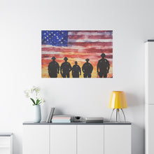 Load image into Gallery viewer, Patriotic Canvas Art - Silhouetted Police Officers with American Flag