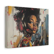 Load image into Gallery viewer, Urban Chic Canvas Art - Vibrant Female Portrait with Headphones