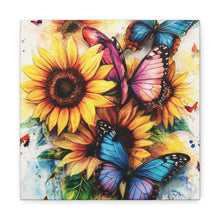 Load image into Gallery viewer, Vibrant Floral Canvas Wall Art, Butterfly Decor