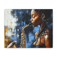 Load image into Gallery viewer, Saxophone Art Canvas, Jazz Decor, Music Lover Gift, Home Wall Art, Portrait Painting, Modern Artwork, Unique Gift Idea
