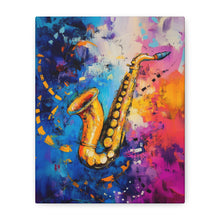 Load image into Gallery viewer, Colorful Saxophone Canvas Art - Vibrant Jazz Wall Decor