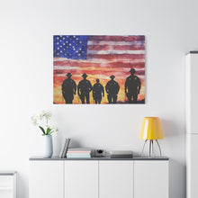 Load image into Gallery viewer, Patriotic Canvas Art - Silhouetted Police Officers with American Flag