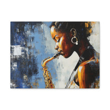 Load image into Gallery viewer, Saxophone Art Canvas, Music Lover Decor, Jazz Wall Art, Unique Gift for Musicians, Home Office Decoration, Inspirational Artwork