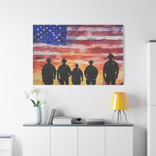 Load image into Gallery viewer, Patriotic Canvas Art - Silhouetted Police Officers with American Flag