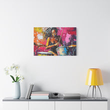 Load image into Gallery viewer, Colorful Drummer Canvas Art Print, Modern Wall Decor, Music Lover Gift, Vibrant Home Accent, Jazz Art Piece, Unique Gift Idea