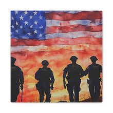 Load image into Gallery viewer, Patriotic Police Canvas Art - American Flag Silhouette