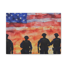 Load image into Gallery viewer, Patriotic Police Canvas Art - American Flag Silhouette