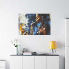 Load image into Gallery viewer, Saxophone Art Canvas, Jazz Decor, Music Lover Gift, Home Wall Art, Portrait Painting, Modern Artwork, Unique Gift Idea