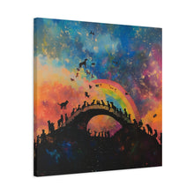 Load image into Gallery viewer, Vibrant Pet Lovers Canvas Art - Rainbow Bridge Design