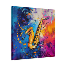 Load image into Gallery viewer, Colorful Saxophone Canvas Art - Vibrant Jazz Wall Decor