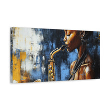 Load image into Gallery viewer, Saxophone Art Canvas, Jazz Decor, Music Lover Gift, Home Wall Art, Portrait Painting, Modern Artwork, Unique Gift Idea
